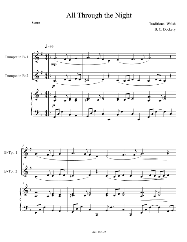 All Through the Night (Trumpet Duet with Piano Accompaniment) (arr. B. C. Dockery)