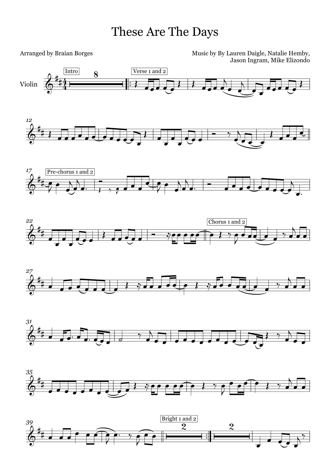 These Are The Days (arr. Braian Borges)