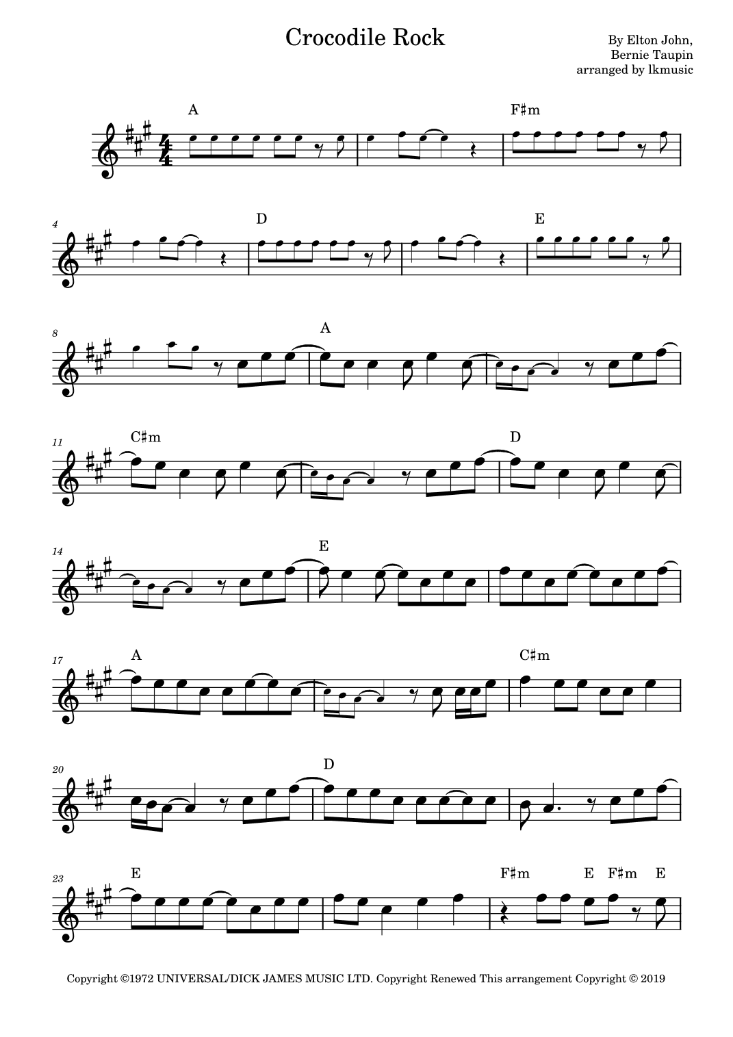 Crocodile Rock (arr. Lkmusic)