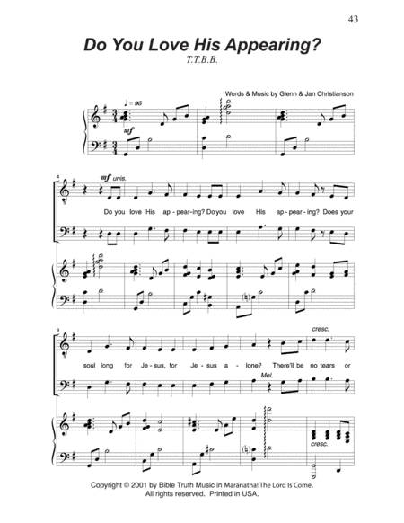 Do You Love His Appearing?