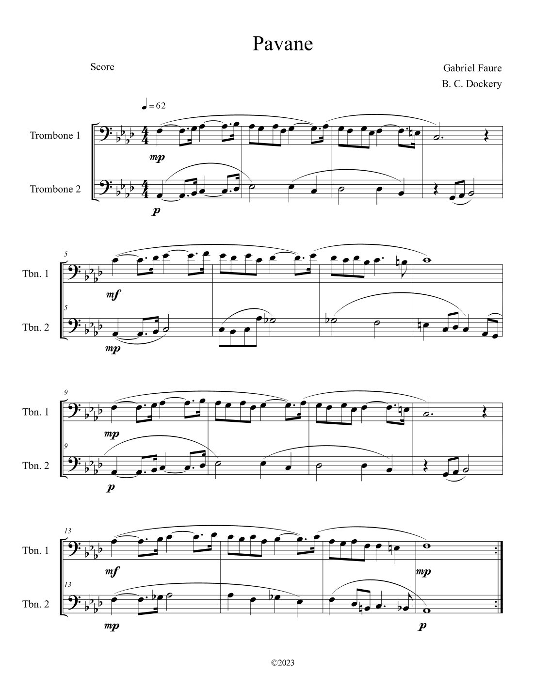 Pavane (Trombone Duet) (arr. B. C. Dockery)