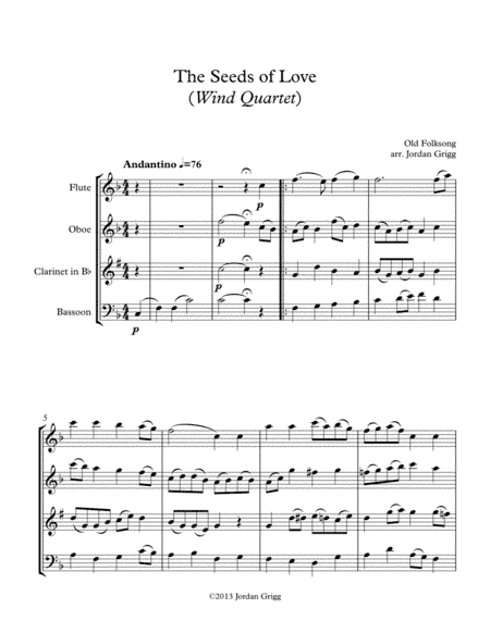 The Seeds of Love (Wind Quartet) (arr. Jordan Grigg)