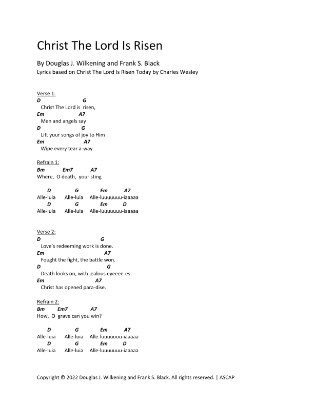 Christ The Lord Is Risen - Lyrics with Chords