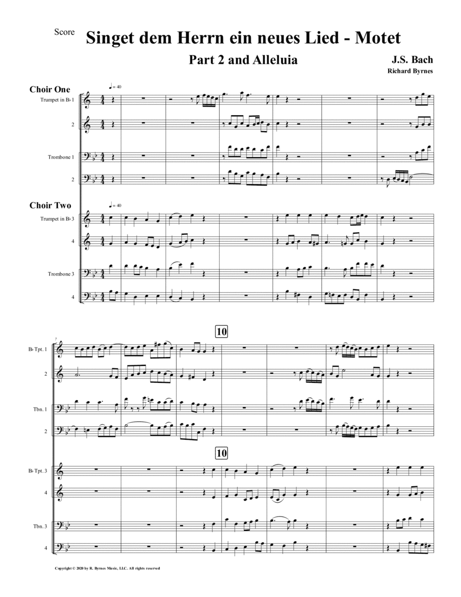 Singet dem Herrn ein neues Lied - Part 2 and Alleluia - Double Brass Choir (arr. Richard Byrnes)