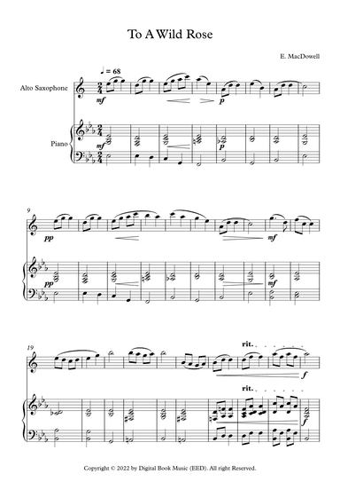 To A Wild Rose - Edward MacDowell (Alto Sax + Piano) (arr. Digital Book Music)