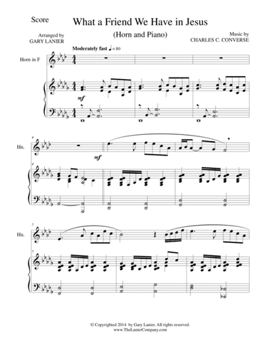 WHAT A FRIEND WE HAVE IN JESUS (Horn/Piano and Horn Part) (arr. Gary Lanier)