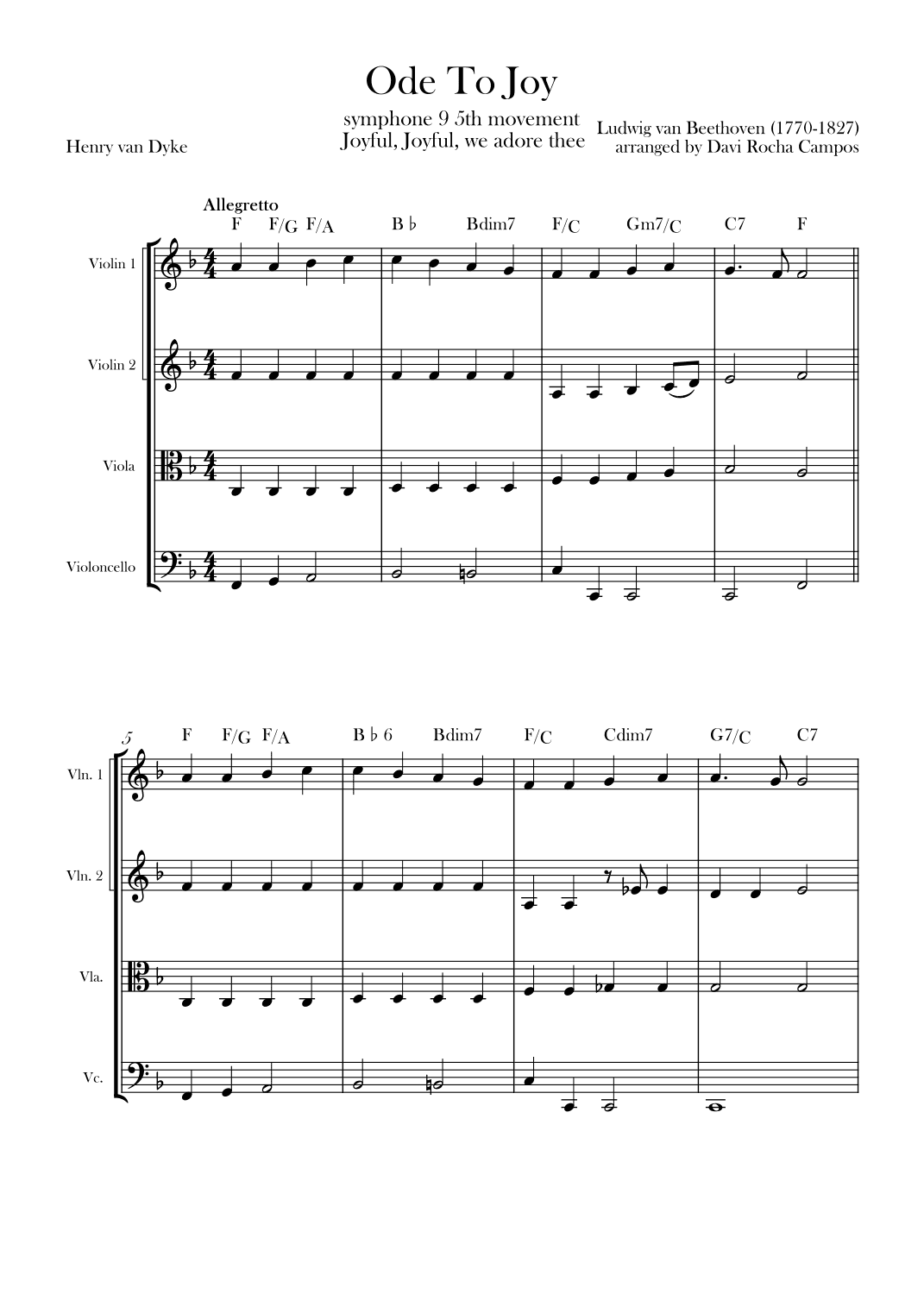 Ode To joy (Symphony 9 5th movement) (arr. Davi Rocha Campos)