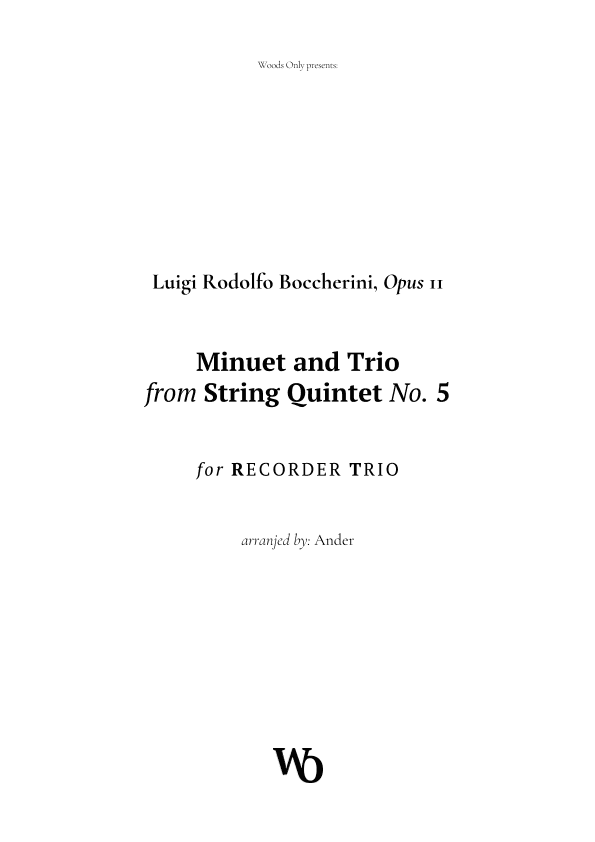 Minuet by Boccherini for Recorder Trio (arr. Ander)