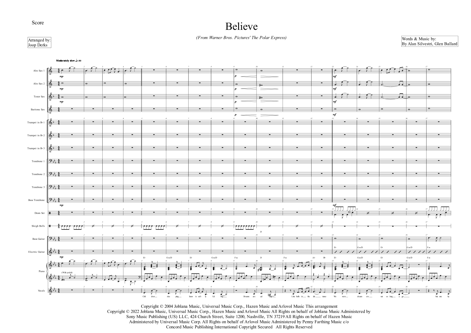 Believe (arr. Joop Derks)