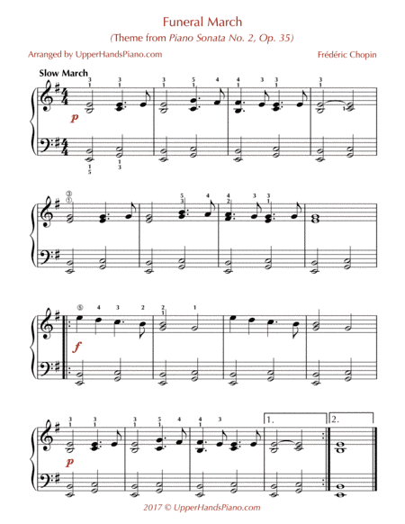 Funeral March - EASY PIANO (arr. Gaili Schoen for UpperHandsPiano.com)