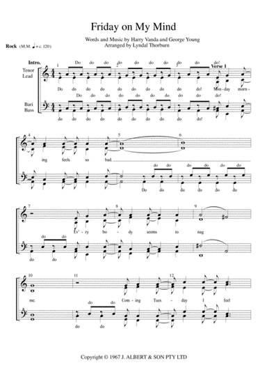 Friday On My Mind (arr. Lyndal Thorburn)