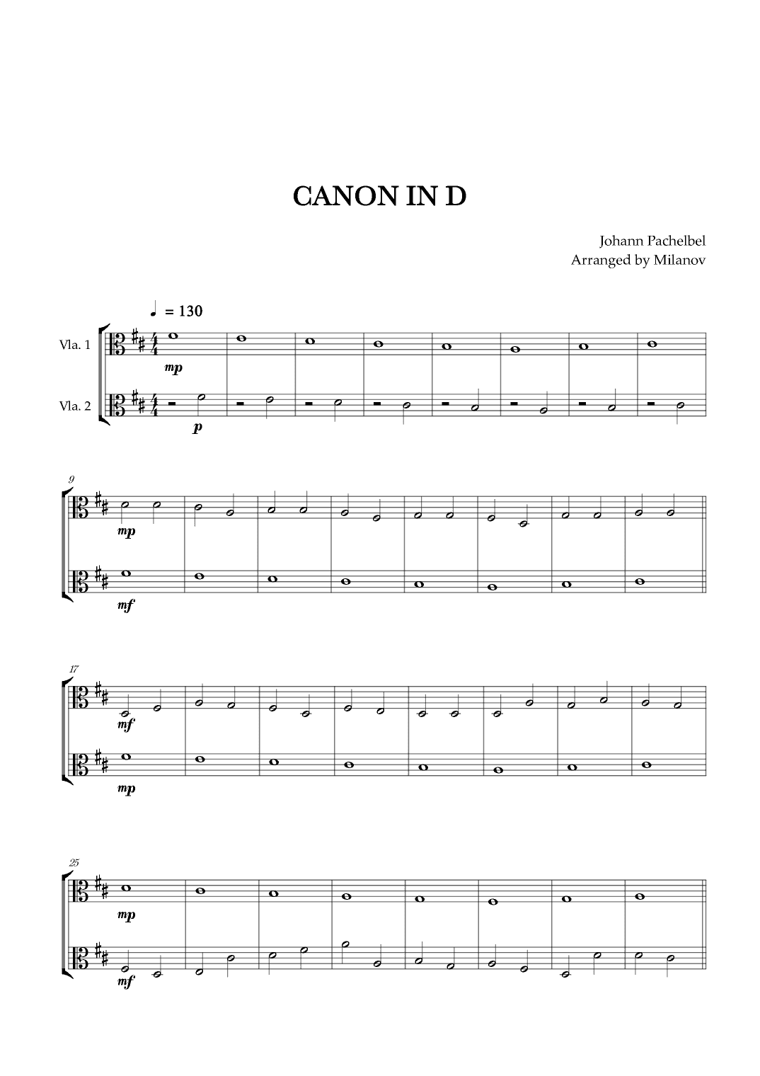 Canon in D | Pachelbel | Viola Duet (arr. Milanov)