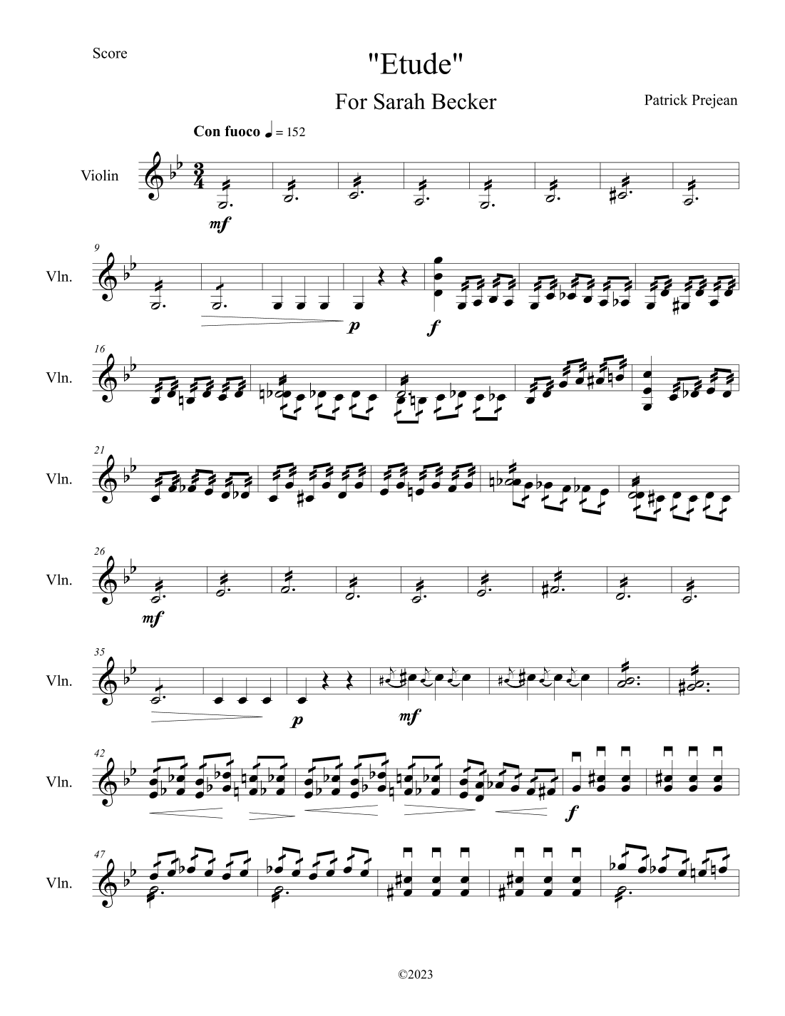 "Etude" for Solo Violin