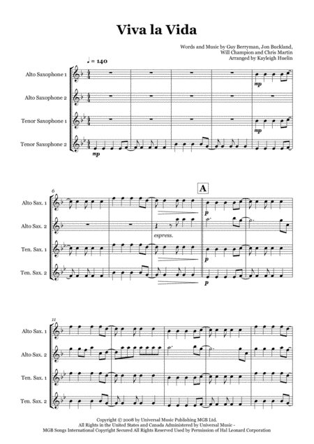 Viva La Vida (arr. Kayleigh Huelin)