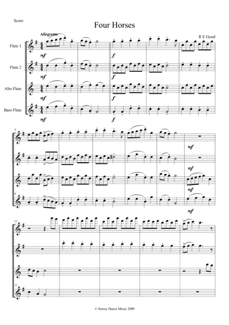 Four Horses for flute choir