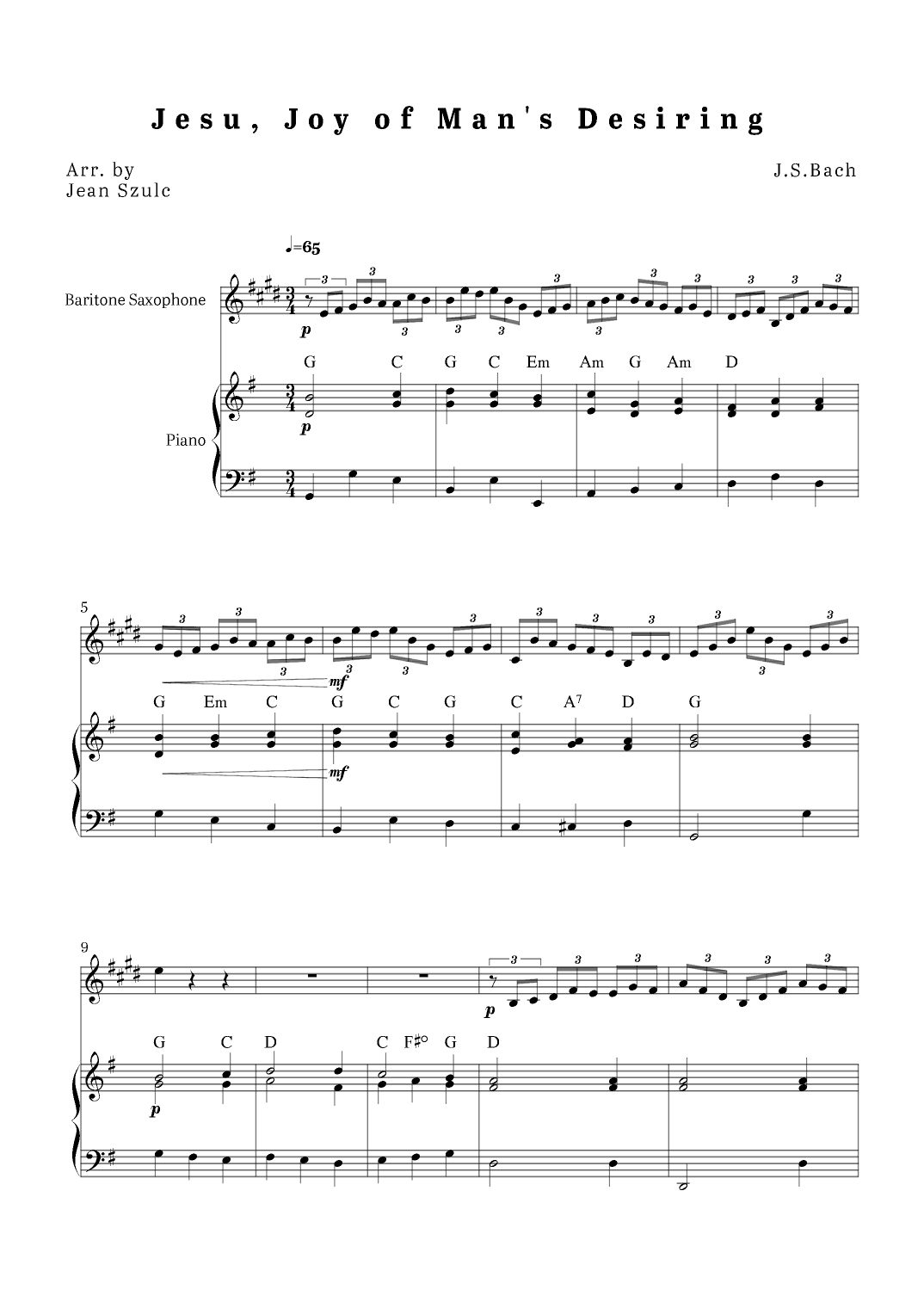 Jesu, Joy of Man's Desiring (arr. Jean Szulc)