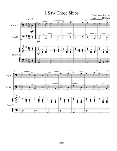 I Saw Three Ships (Cello Duet with Piano Accompaniment) (arr. B. C. Dockery)