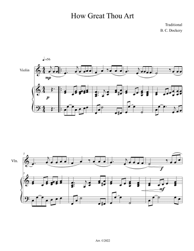 How Great Thou Art (Violin Solo with Piano Accompaniment) (arr. B. C. Dockery)