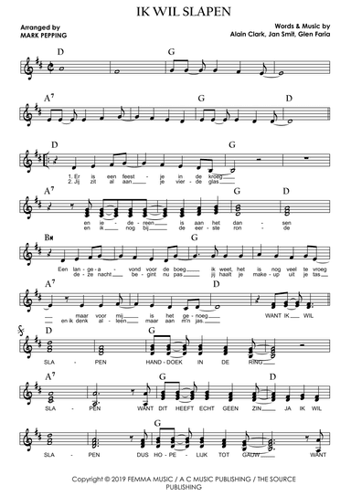 Ik Wil Slapen (arr. Mark Pepping)