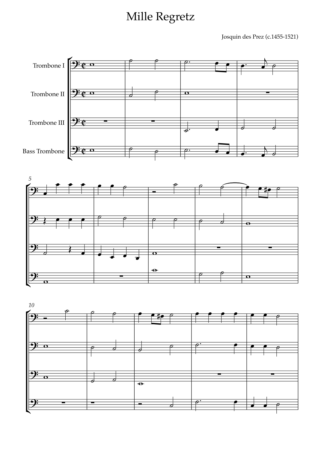 Mille Regretz (arr. Karen Gueiros)