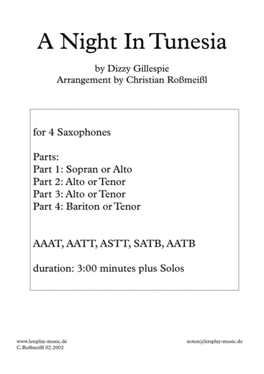 A Night In Tunisia (arr. Christian Roßmeißl)
