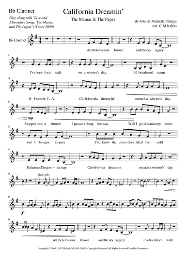 California Dreamin' (arr. Christy Kalfas)