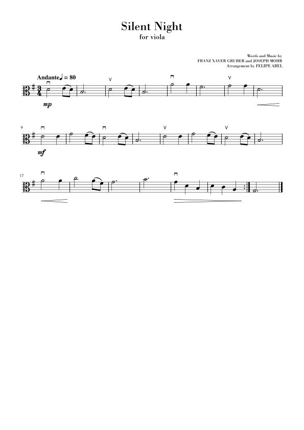 Silent Night (for Viola) - Easy Version (arr. Felipe Abel)