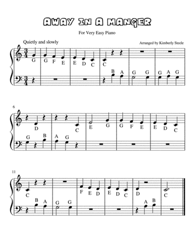 Away In A Manger for Very Easy Piano (arr. Kimberly Steele)