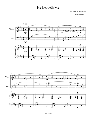 He Leadeth Me (Violin and Cello Duet with Piano Accompaniment) (arr. B. C. Dockery)