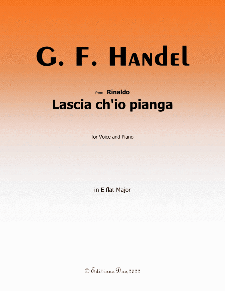 Lascia ch'io pianga, by Handel, in E flat Major (arr. Editions Dao)