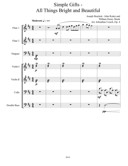 Simple Gifts - All Things Bright and Beautiful (arr. Johnathan Couch, Op. 4)