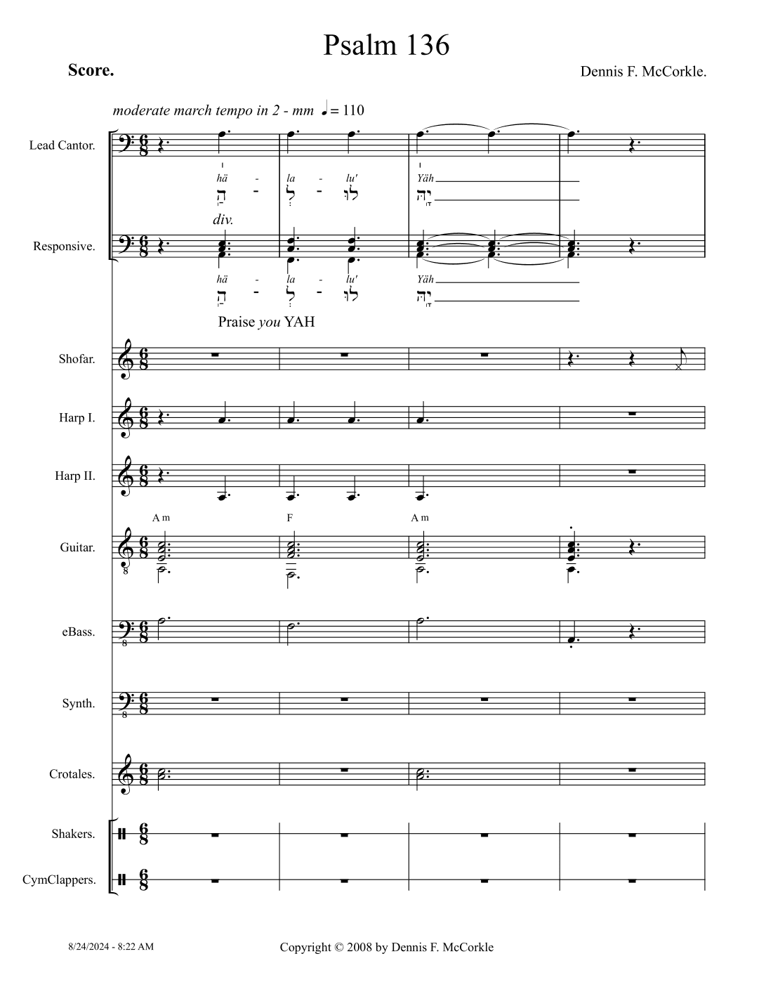 Psalm 136 - Score Only