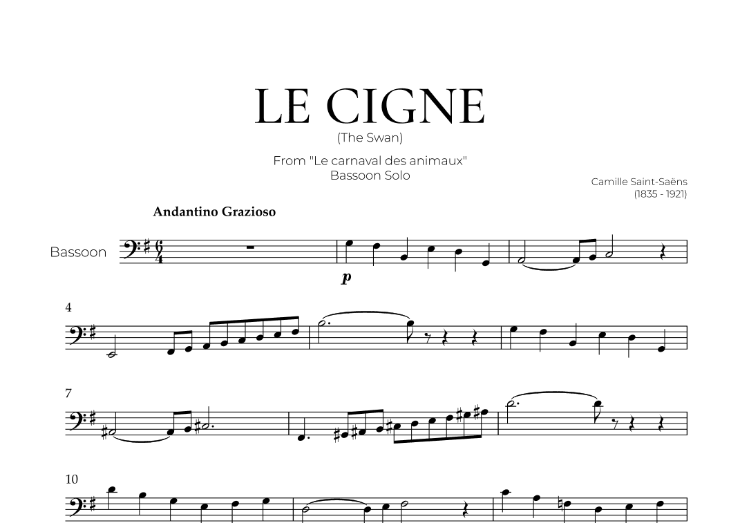The Swan (Bassoon Solo) - Saint Saens (arr. Pedro Merendi)