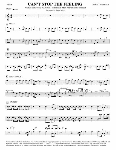Can't Stop The Feeling  from TROLLS (arr. Jorge Juárez)