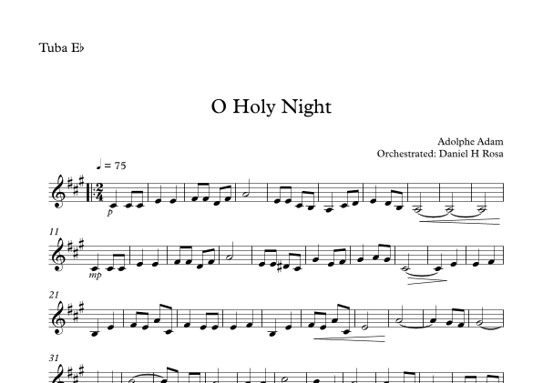 O Holy NIght - Christmas Carol - Eb Tuba (arr. Daniel H Rosa)