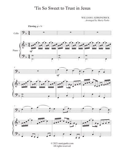 'Tis So Sweet to Trust in Jesus (Cello-Piano) (arr. Marty Parks)