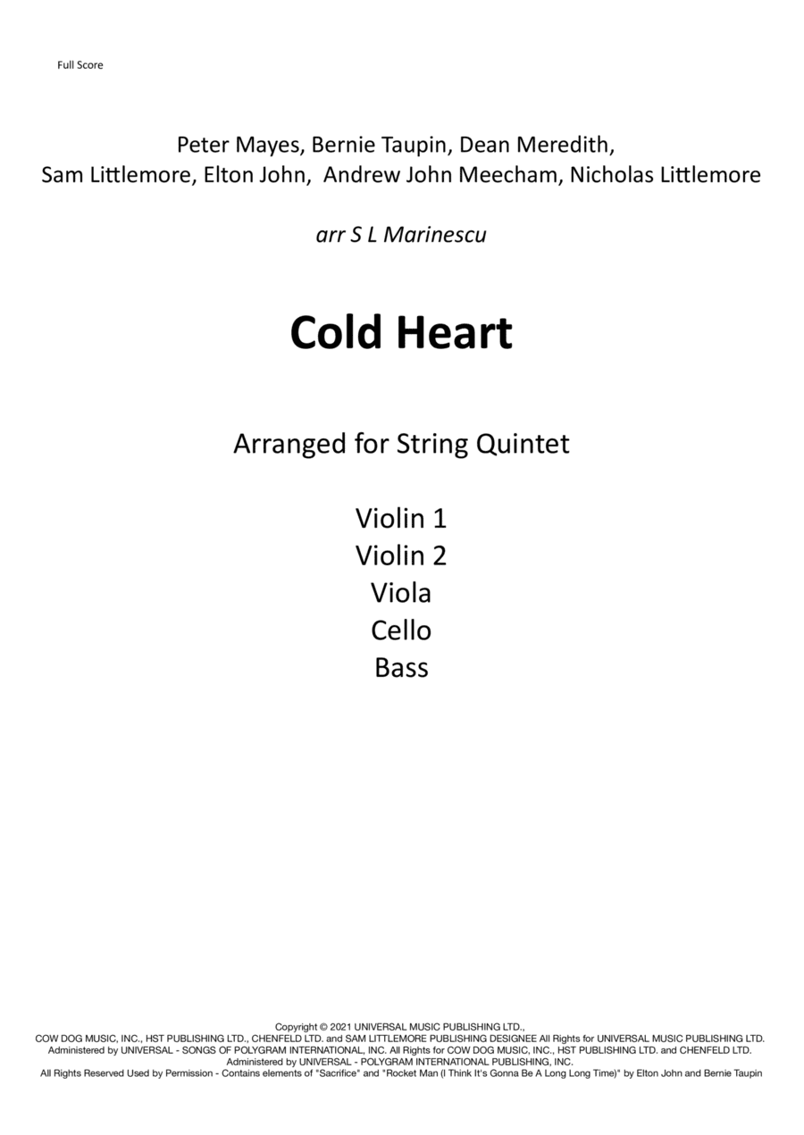 Cold Heart (pnau Remix) (arr. S L Marinescu)