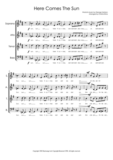 Here Comes The Sun (arr. Christa Silvia)