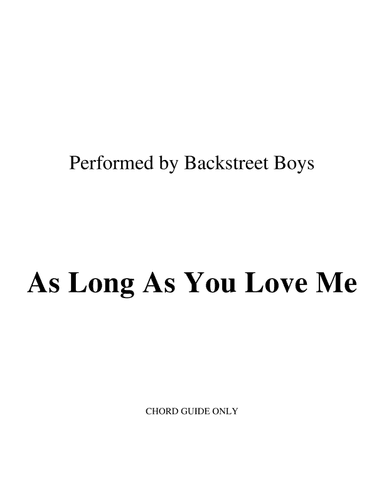 As Long As You Love Me (arr. RWM)