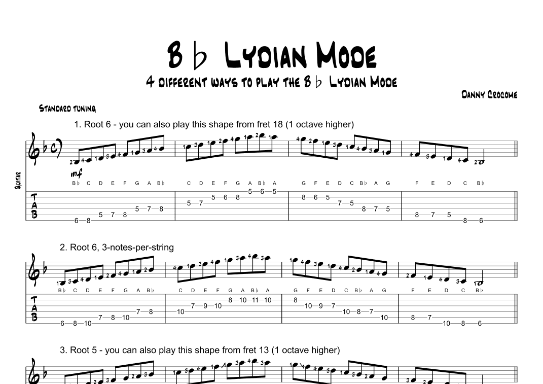 Bb Lydian Mode (4 Ways to Play)
