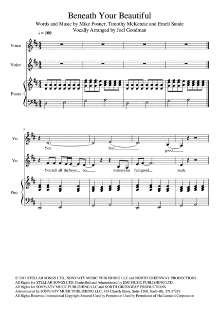 Beneath Your Beautiful (arr. Joel Goodman)