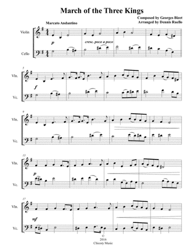 March of the Three Kings - Mixed String Duet (Violin & Cello) - Intermediate (arr. Dennis Ruello)