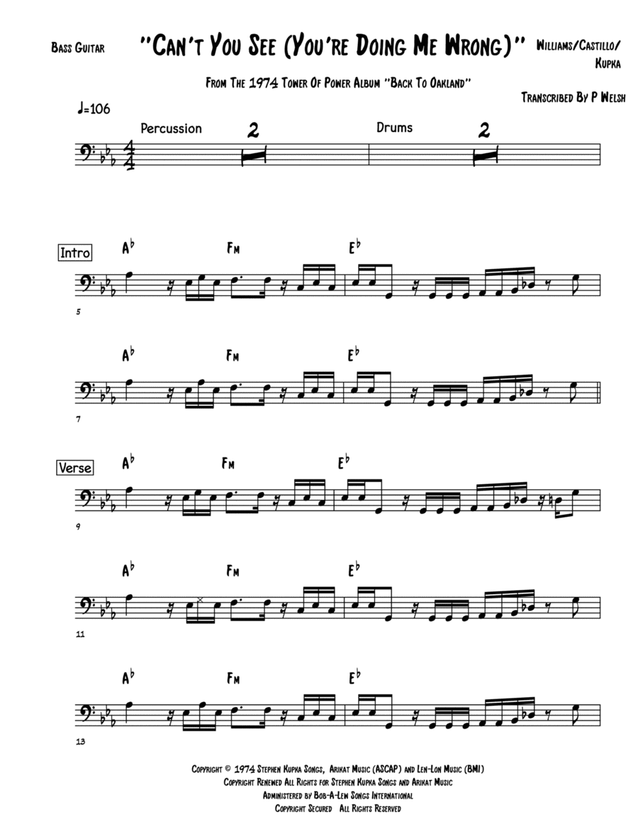 Can't You See (you Doin' Me Wrong) (arr. Paul welsh)