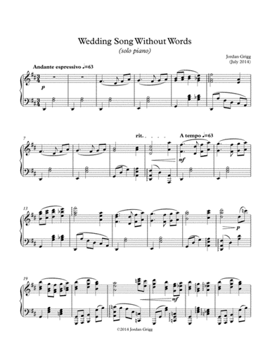 Wedding Song Without Words (solo piano)