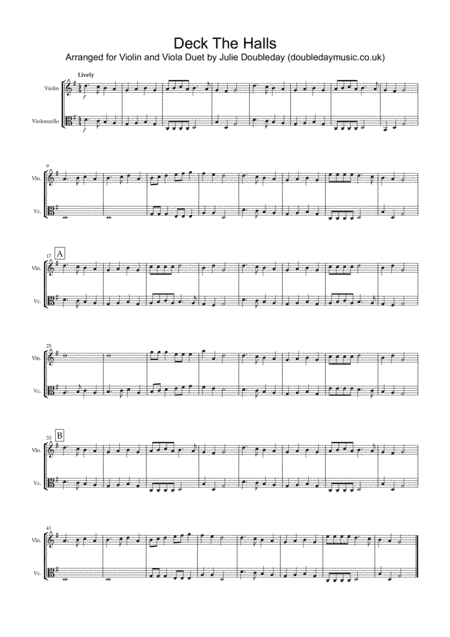 Deck The Halls for Violin and Viola Duet (arr. Julie Doubleday)