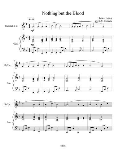 Nothing but the Blood (trumpet solo) with optional piano accompaniment (arr. B. C. Dockery)