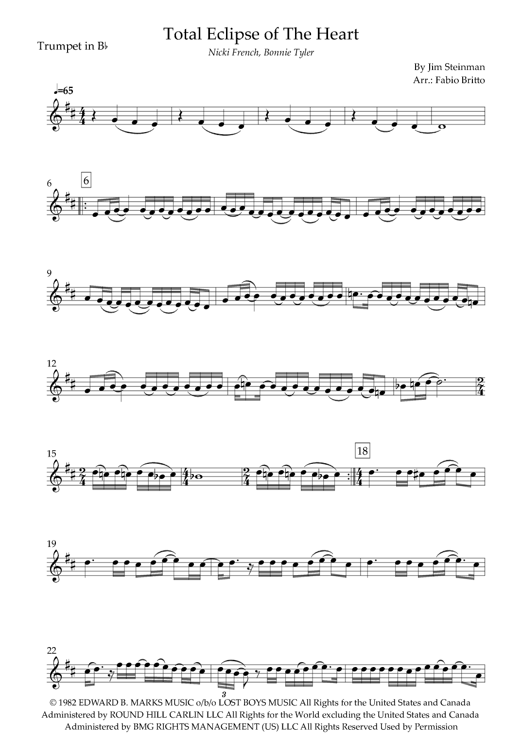 Total Eclipse Of The Heart (arr. Fabio Britto)