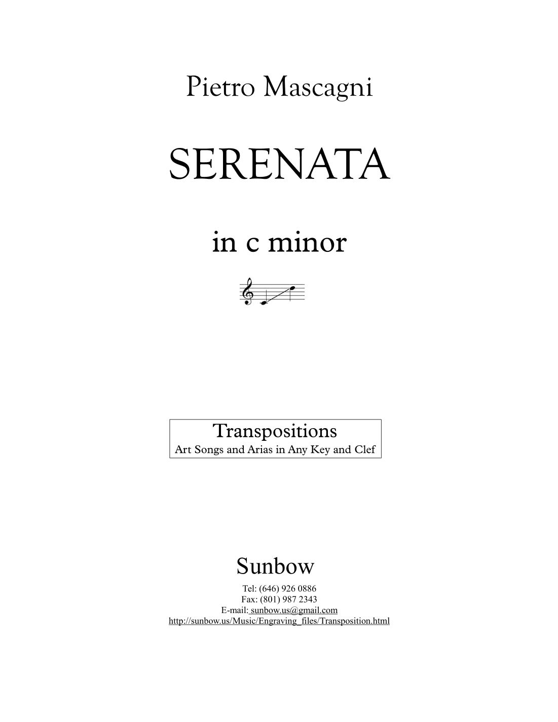 Mascagni: Serenata (transposed to c minor) (arr. Sunbow)