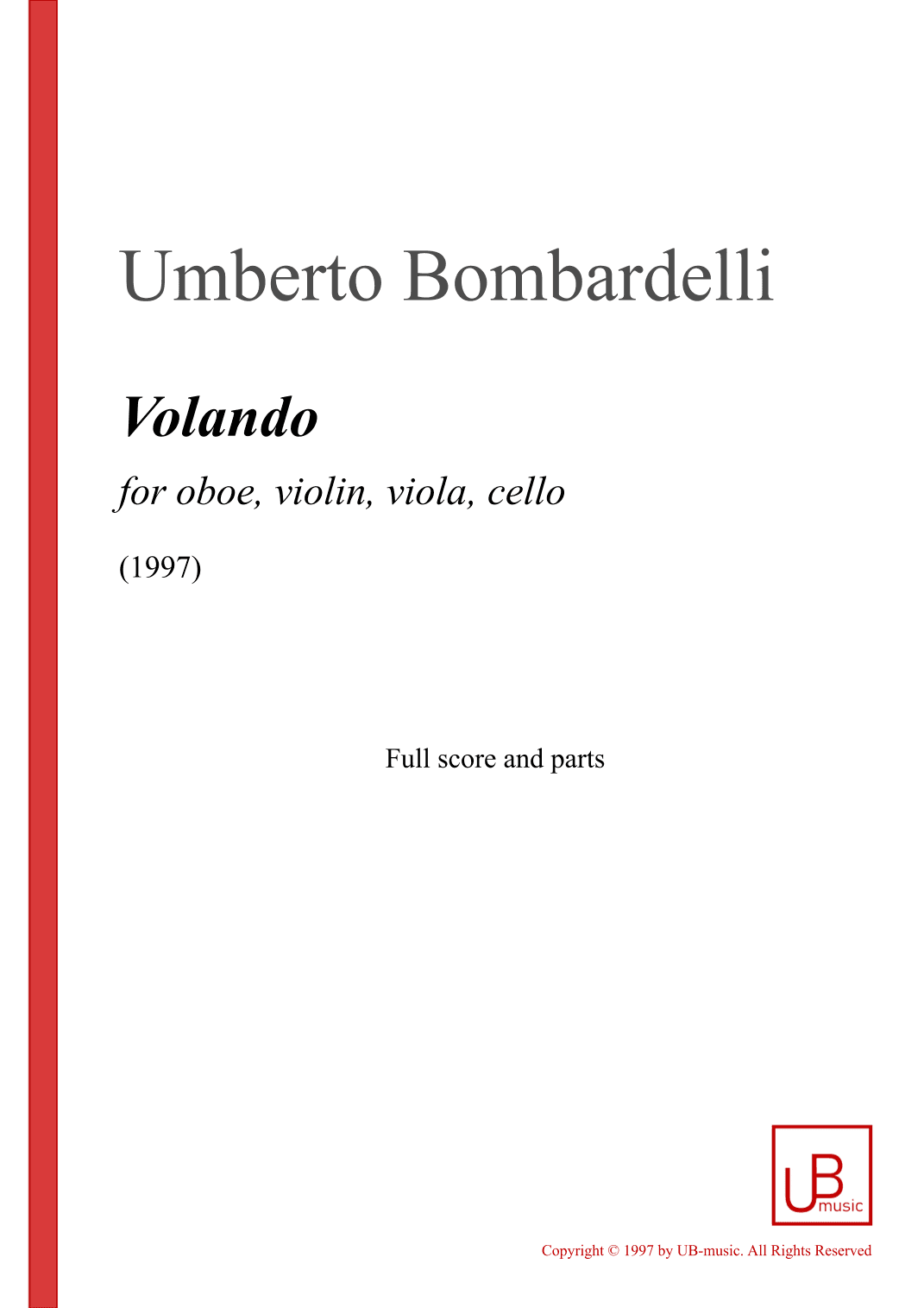 VOLANDO for oboe, violin, viola and cello