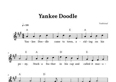Yankee Doodle - Lead Sheet (A Major - Traditional) (arr. Yuri Noronha)